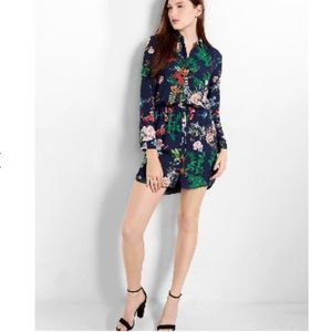 Express Long Sleeve Multi Floral Print Short Dress